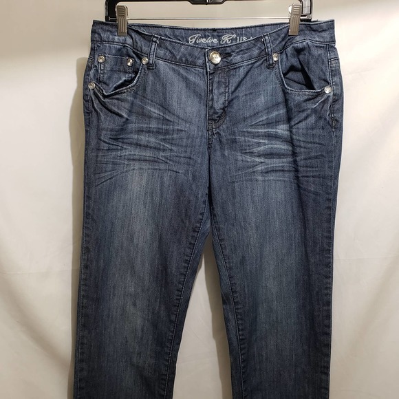 Twelve K Dark Blue Women's Jeans Bejeweled Back Pockets (Size 13) - Picture 5 of 12